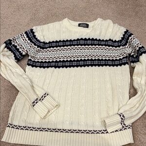 High Sierra Cream and Navy Crewneck Sweater